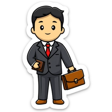 Professional Pakistani diplomat in traditional formal clothing with briefcase sticker