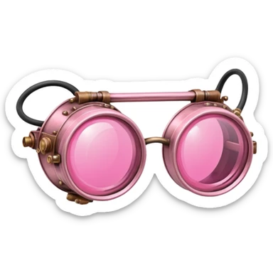 vintage pink welder's glasses, retro style with pink circular lenses, steampunk inspired sticker