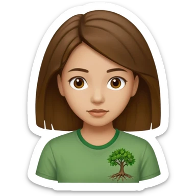 Make a zumba coach emoji, brown eyes, brown hair girl, green shirt withe "the roots" on it sticker