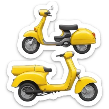 A moped, auto rickshaw, a car, all in yellow combined  sticker