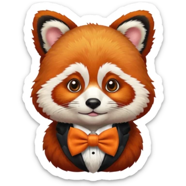 a red panda with orange bow tie, portrait sticker