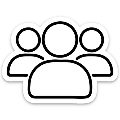 user management icon with multiple users, outlined, 24 by 24 px, 1 px stroke sticker