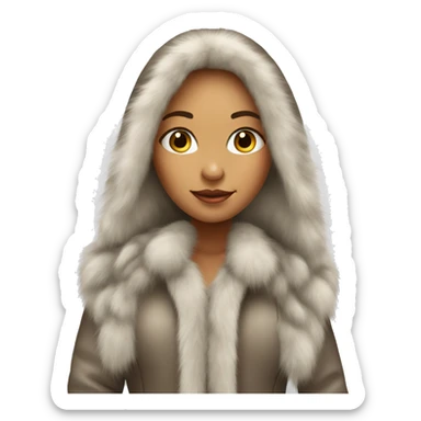 Beautiful girl with long hair in a fur-coat sticker