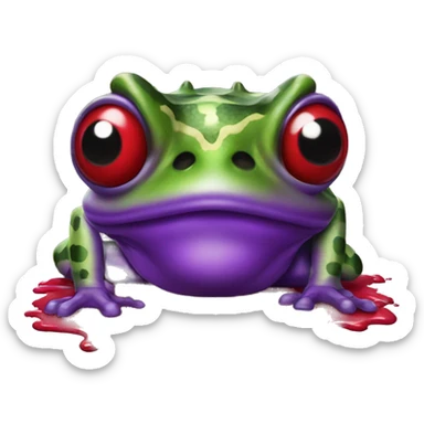 Purple horned frog spraying red paint out of its eyes sticker
