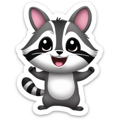 Raccoon with bunny cute dance sticker