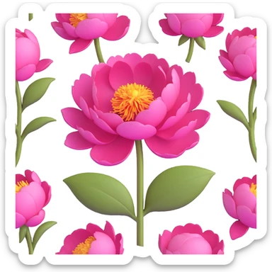 minimal 3D gothic peony with pink petal, simple and mysterious sticker