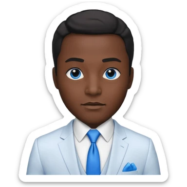 businessman, black skin, black eyes, white suit, blue tie sticker