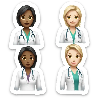 3 female doctors with fair skin sticker