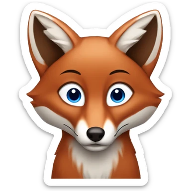 brownish red fox with a blue tuni sticker