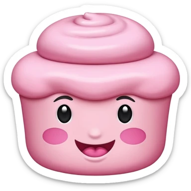 Yumuş yumuş pembe ayıcık elinde kremalı kek tutan sticker