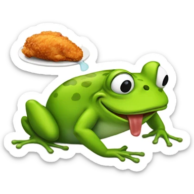 Frog eating fried chicken  farting sticker
