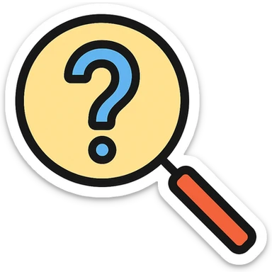 a magnifying glass with a question mark inside sticker