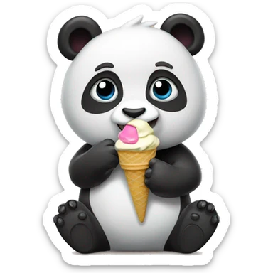 Panda eating ice cream sticker
