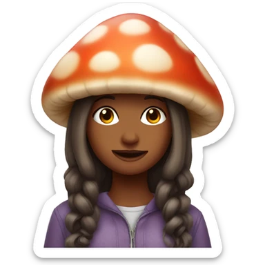Girl wearing mushroom clothes sticker