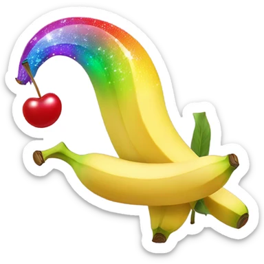 emoji quadruple-rainbow-mega-sparkly-banana with a cherry on top sticker