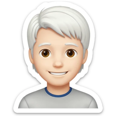 pure white hair, cute mature Boy sticker