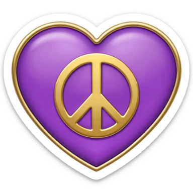 purple heart with a peace sign sticker