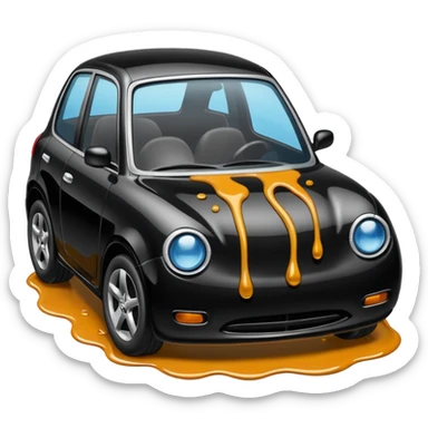 Car with beans in it and stuck in tar sticker