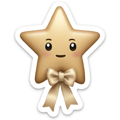beige star with beige bow sticker
