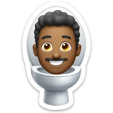 Man smiling while popping out of a toilet sticker