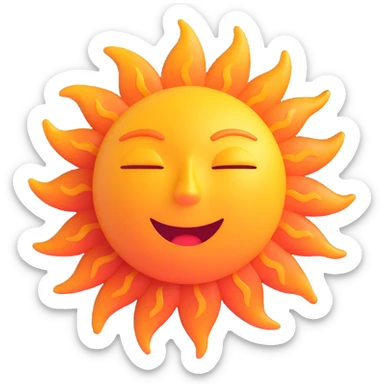 3D icon of a sun with heat waves, symbolizing high temperature sticker