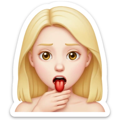 Girl emoji choking itself (using both hands wrapped around its neck) sticker