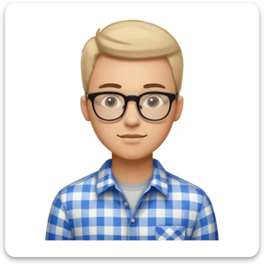 A confident young man in a checkered shirt and glasses poses indoors with a sharp, stylish look.


 sticker