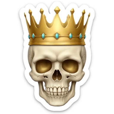 a skull face with a crown with ands on its skull sticker