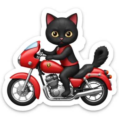 Black male Cat on red and black motorcycle sticker