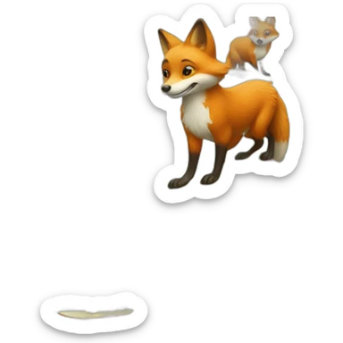 Fox on surfboard, surfing on wave sticker
