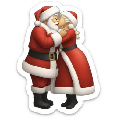 full body santa and mrs. claus kiss hug sticker