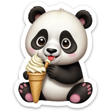 Panda eating ice cream sticker