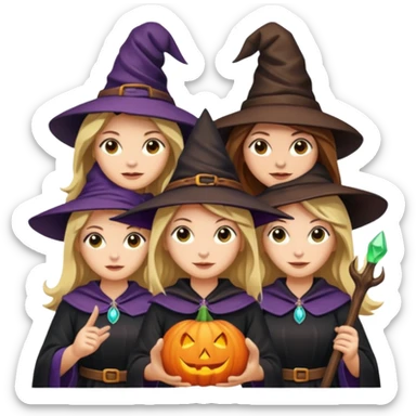 Witches three with brown hair one with blonde hair  sticker