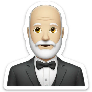 white bald man with suit and huge black beard sticker