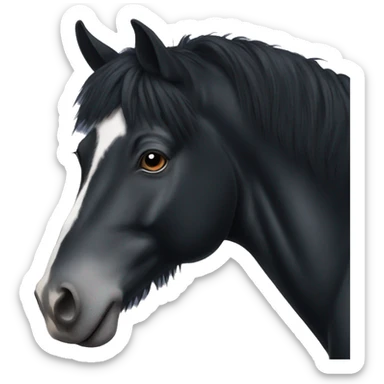 Fluffy black horse sticker