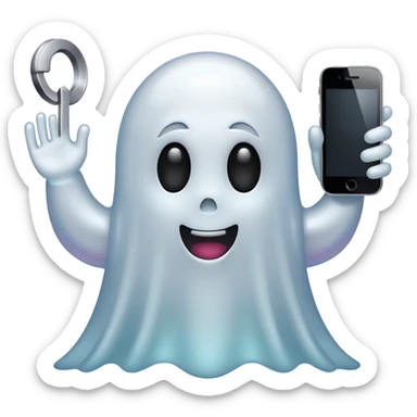 ghost emoji with a phone beside sticker