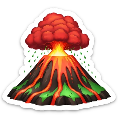 A volcano erupting with acid rain in the background sticker