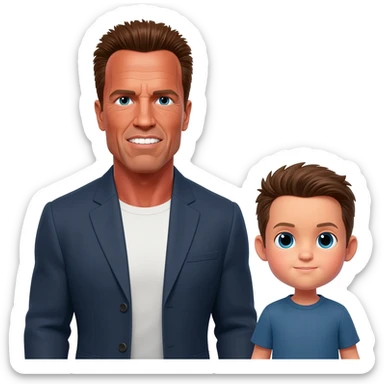 Arnold Schwarzenegger with his little boy sticker