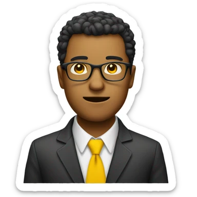 man with yellow color with upside down triangle as head and wear a glasses sticker