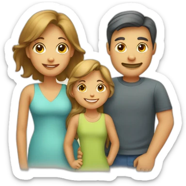 Family with father, mother, boy, girl sticker
