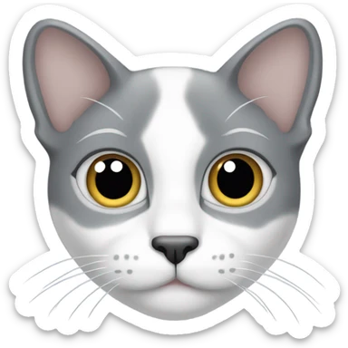 cat grey white with big kitten eyes sticker