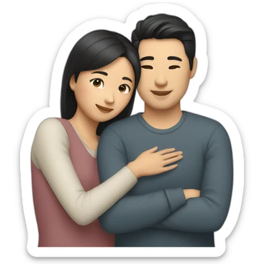 asian woman and white men cuddle virtually sticker