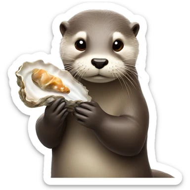 Otter holding oyster sticker