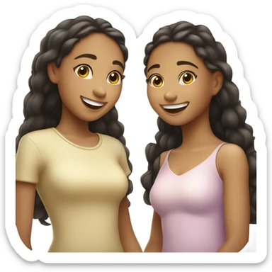 Three cute light skinned girl friends having fun  sticker