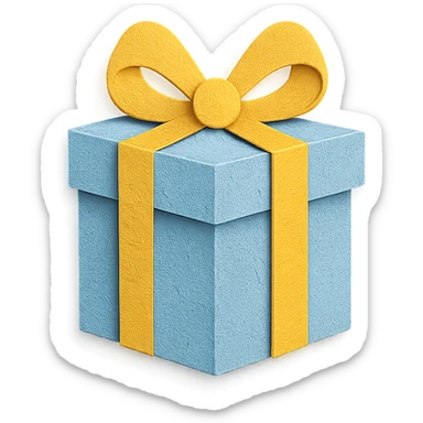 paper craft style light blue gift box with yellow ribbon sticker