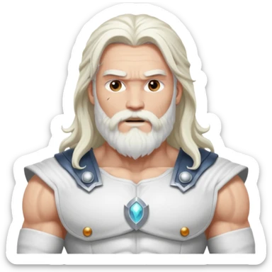 Jupiter, God of Thunder from Gods and Goddesses with long white hair and beard, white outfit sticker