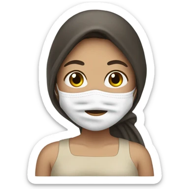 Brunette girl with face mask and hair in towel sticker