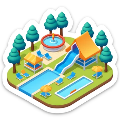 vacation park isometric exterior sticker