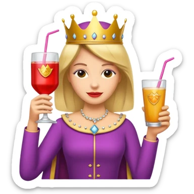 queen with drink sticker