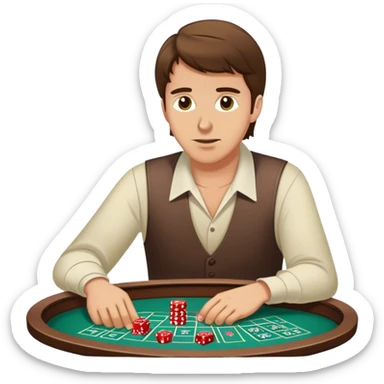 White guy witb brunette hair playing craps  sticker